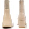 imageDADAWEN Womens Elastic Chelsea Boots Chunky Block Heel Ankle BootiesNude