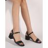imageDADAWEN Womens Open Toe Ankle Strap Glitter Low Block Chunky Heels Sandals Dress Pumps ShoesBlack