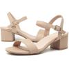 imageDADAWEN Womens Open Toe Ankle Strap Glitter Low Block Chunky Heels Sandals Dress Pumps ShoesNude