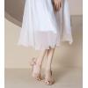 imageDADAWEN Womens Open Toe Ankle Strap Glitter Low Block Chunky Heels Sandals Dress Pumps ShoesNude