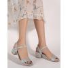 imageDADAWEN Womens Open Toe Ankle Strap Glitter Low Block Chunky Heels Sandals Dress Pumps ShoesSilver
