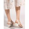 imageDADAWEN Womens Open Toe Ankle Strap Glitter Low Block Chunky Heels Sandals Dress Pumps ShoesWhite