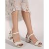 imageDADAWEN Womens Open Toe Ankle Strap Glitter Low Block Chunky Heels Sandals Dress Pumps ShoesWhite