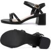 imageDADAWEN Womens Open Toe Ankle Strap Low Block Chunky Heels Sandals Party Wedding Dress Pumps ShoesBlackSynthetic Leather