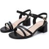 imageDADAWEN Womens Open Toe Ankle Strap Low Block Chunky Heels Sandals Party Wedding Dress Pumps ShoesBlackSynthetic Leather