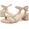 imageDADAWEN Womens Open Toe Ankle Strap Low Block Chunky Heels Sandals Party Wedding Dress Pumps ShoesGold