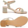 imageDADAWEN Womens Open Toe Ankle Strap Low Block Chunky Heels Sandals Party Wedding Dress Pumps ShoesGold