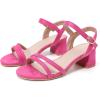 imageDADAWEN Womens Open Toe Ankle Strap Low Block Chunky Heels Sandals Party Wedding Dress Pumps ShoesHot PinkSuede