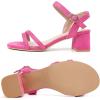 imageDADAWEN Womens Open Toe Ankle Strap Low Block Chunky Heels Sandals Party Wedding Dress Pumps ShoesHot PinkSuede