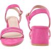 imageDADAWEN Womens Open Toe Ankle Strap Low Block Chunky Heels Sandals Party Wedding Dress Pumps ShoesHot PinkSuede