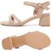 imageDADAWEN Womens Open Toe Ankle Strap Low Block Chunky Heels Sandals Party Wedding Dress Pumps ShoesNudeSuede