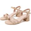 imageDADAWEN Womens Open Toe Ankle Strap Low Block Chunky Heels Sandals Party Wedding Dress Pumps ShoesNudeSuede