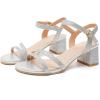 imageDADAWEN Womens Open Toe Ankle Strap Low Block Chunky Heels Sandals Party Wedding Dress Pumps ShoesSilver