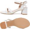 imageDADAWEN Womens Open Toe Ankle Strap Low Block Chunky Heels Sandals Party Wedding Dress Pumps ShoesWhiteSuede