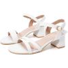 imageDADAWEN Womens Open Toe Ankle Strap Low Block Chunky Heels Sandals Party Wedding Dress Pumps ShoesWhiteSuede
