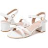 imageDADAWEN Womens Open Toe Ankle Strap Low Block Chunky Heels Sandals Party Wedding Dress Pumps ShoesWhiteSuede