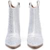 imageDADAWEN Womens Rhinestone Boots Sparkly Cowgirl Boots Western Cowboy Boots for Women Pointed Toe Block Chunky Heel Ankle Booties