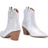 imageDADAWEN Womens Rhinestone Boots Sparkly Cowgirl Boots Western Cowboy Boots for Women Pointed Toe Block Chunky Heel Ankle Booties