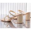 imageDADAWEN Womens Rhinestone Heeled Sandals Square Toe Strappy Chunky Block Heels for Women Comfortable Wedding Party Dress Pumps ShoesGold