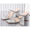 imageDADAWEN Womens Rhinestone Heeled Sandals Square Toe Strappy Chunky Block Heels for Women Comfortable Wedding Party Dress Pumps ShoesSilver