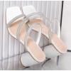 imageDADAWEN Womens Rhinestone Heeled Sandals Square Toe Strappy Chunky Block Heels for Women Comfortable Wedding Party Dress Pumps ShoesWhite