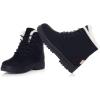 imageDADAWEN Womens Suede Waterproof Lace Up Winter High Top Snow BootsBlack