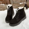 imageDADAWEN Womens Suede Waterproof Lace Up Winter High Top Snow BootsBlack