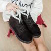 imageDADAWEN Womens Suede Waterproof Lace Up Winter High Top Snow BootsBlack