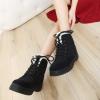 imageDADAWEN Womens Suede Waterproof Lace Up Winter High Top Snow BootsBlack