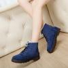 imageDADAWEN Womens Suede Waterproof Lace Up Winter High Top Snow BootsBlue
