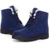 imageDADAWEN Womens Suede Waterproof Lace Up Winter High Top Snow BootsBlue