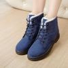 imageDADAWEN Womens Suede Waterproof Lace Up Winter High Top Snow BootsBlue