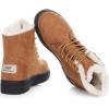 imageDADAWEN Womens Suede Waterproof Lace Up Winter High Top Snow BootsKhaik