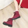 imageDADAWEN Womens Suede Waterproof Lace Up Winter High Top Snow BootsRed