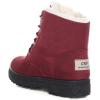 imageDADAWEN Womens Suede Waterproof Lace Up Winter High Top Snow BootsRed