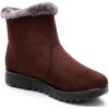 imageDADAWEN Womens Winter Warm Fur Lined Snow Boots Side Zipper Ankle Boots Outdoor Booties Comfortable Boots for WomenBrown