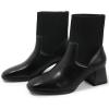 imageDADAWEN Womens Elastic Chelsea Boots Chunky Block Heel Ankle BootiesBlack