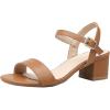 imageDADAWEN Womens Open Toe Ankle Strap Glitter Low Block Chunky Heels Sandals Dress Pumps ShoesBrown