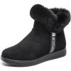 imageDADAWEN Womens Snow Boots Fur Lined Warm Ankle Booties Side Ziper Outdoor Comfortable Winter Shoes for Women Black US Size 8