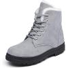 imageDADAWEN Womens Suede Waterproof Lace Up Winter High Top Snow BootsGrey