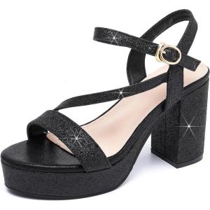 imageDADAWEN Platform Heels for Women High Block Chunky Open Toe Ankle Strap Heeled Sandals Wedding Party Evening Prom Dance Dress Pump Sandals ShoesBlack 02