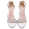imageDADAWEN Platform Heels for Women Strappy Open Toe Rhinestone Block Chunky High heels Sandals Ankle Strap Heeled Sandals Wedding Party Dress Pumps ShoesWhite