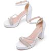 imageDADAWEN Platform Heels for Women Strappy Open Toe Rhinestone Block Chunky High heels Sandals Ankle Strap Heeled Sandals Wedding Party Dress Pumps ShoesWhite