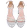 imageDADAWEN Platform Heels for Women Strappy Open Toe Rhinestone Block Chunky High heels Sandals Ankle Strap Heeled Sandals Wedding Party Dress Pumps ShoesSilver