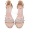imageDADAWEN Platform Heels for Women Strappy Open Toe Rhinestone Block Chunky High heels Sandals Ankle Strap Heeled Sandals Wedding Party Dress Pumps ShoesNude