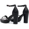 imageDADAWEN Platform Heels for Women Strappy Open Toe Rhinestone Block Chunky High heels Sandals Ankle Strap Heeled Sandals Wedding Party Dress Pumps ShoesBlack