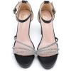 imageDADAWEN Platform Heels for Women Strappy Open Toe Rhinestone Block Chunky High heels Sandals Ankle Strap Heeled Sandals Wedding Party Dress Pumps ShoesBlack