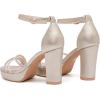 imageDADAWEN Platform Heels for Women Strappy Open Toe Rhinestone Block Chunky High heels Sandals Ankle Strap Heeled Sandals Wedding Party Dress Pumps ShoesGold