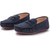 imageDADAWEN Toddler Little Kid Boys Girls Soft Suede Leather Slip On Loafer Flats Dress Shoes Casual Boat Shoes Wedding Church School Oxford Shoes LoafersBlue