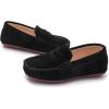 imageDADAWEN Toddler Little Kid Boys Girls Soft Suede Leather Slip On Loafer Flats Dress Shoes Casual Boat Shoes Wedding Church School Oxford Shoes LoafersBlack